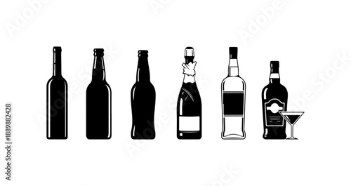 Assorted Alcohol Bottles and Glass