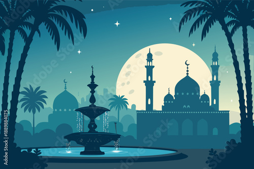 Mosque Courtyard Peaceful Night