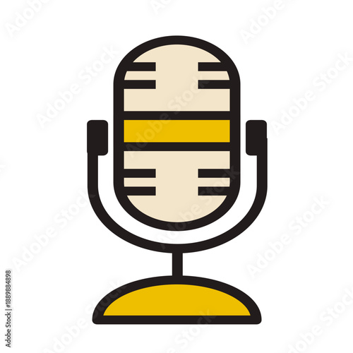 Flat colorful microphone icon representing audio recording, podcast, broadcasting, music, voice communication, and media production concepts.