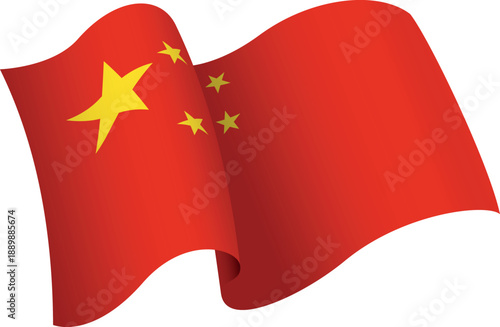 Flag of China. Ribbon style flag that conveys a sense of movement and waving effect
