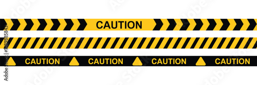 Caution Warning Tape Set for Industrial Safety, Roadwork, Construction and Hazard Zones, Vector Illustration of Barrier Stripes, Danger Lines, Security Marking, Worksite Protection Design