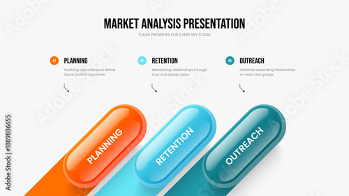 Marketing Portfolio Slide Design Vector Illustration. Business Briefing Three Step Infographic Slideshow Template. Creative Development 3 Option Diagram Frame Layout.