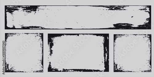 Abstract brick style grunge texture. Rough rectangular blocks with distressed black ink effect