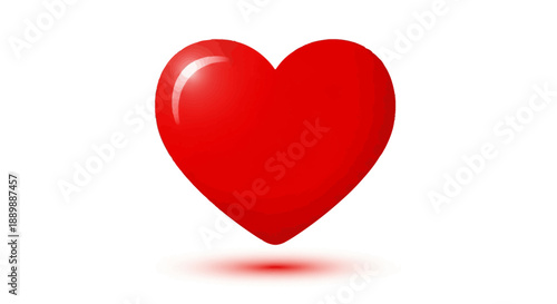 Vivid crimson heart symbol radiating affection and conveying emotion on a crisp white background