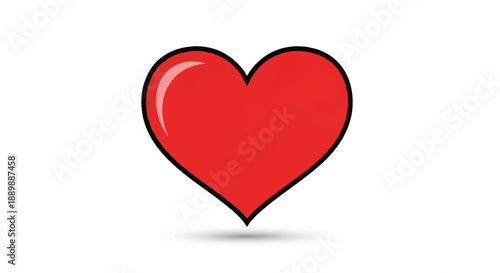 Stylized red heart with a glossy reflection expressing love and affection in digital design