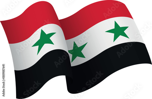 Flag of Syria. Ribbon style flag that conveys a sense of movement and waving effect