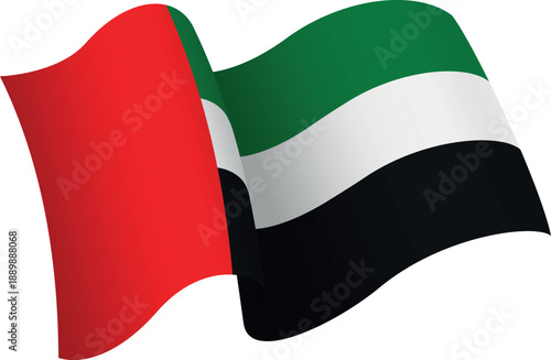 Flag of United Arab Emirates. Ribbon style flag that conveys a sense of movement and waving effect