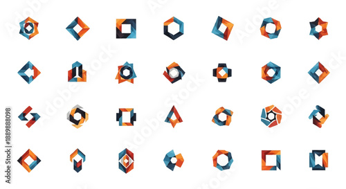 Geometric mosaic design collection showcasing a variety of abstract shape concepts for brand