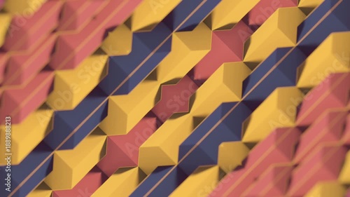 A stylish, retro 3D animation with a hypnotic pattern in warm colors. Great for VJ loops, fashion, and creative projects