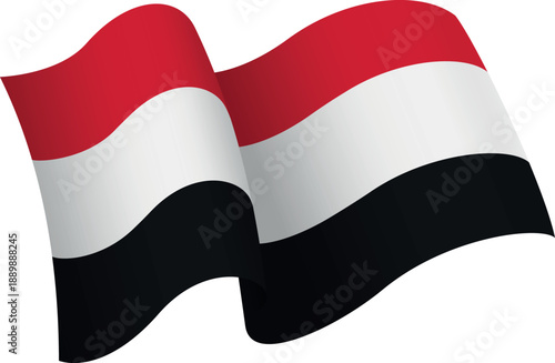 Flag of Yemen. Ribbon style flag that conveys a sense of movement and waving effect