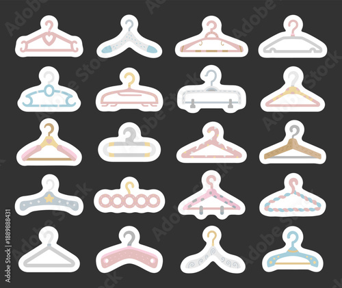 Wardrobe hanger set in scandinavian style assortment featuring wooden plastic metal clothes storage organization laundry closet retail display household utility