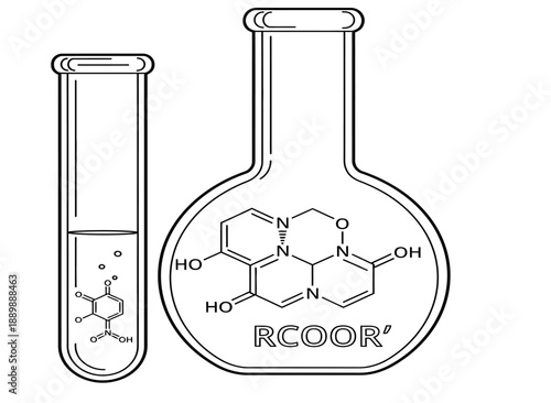 Chemical structures in laboratory glassware