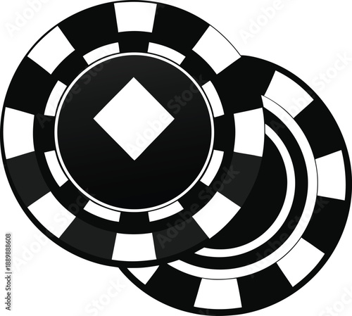 Overlapping Black Poker Chips Vector – Casino and Gambling Icon