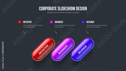 Digital Analysis 3 Option Diagram Slide Design. Visual Planning Presentation Layout Vector Illustration. Corporate Launch Three Element Infographic Slideshow Template.