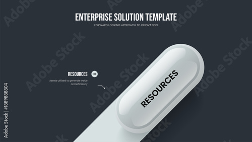 Modern Solution Frame Template Vector Illustration. Business Plan One Element Diagram Slide Layout. Professional Launch 1 Option Infographic Presentation Design.
