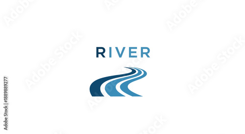 Stylized river logo flowing with blue hues, representing natural watercourse concepts and branding