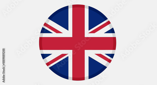 Stylized united kingdom flag in circular design representing patriotism and british culture