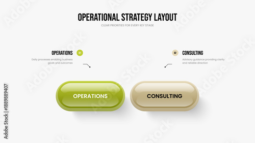 Visual Campaign 2 Step Infographic Slide Design. Marketing Showcase Two Element Diagram Slideshow Layout. Product Planning Presentation Template Vector Illustration.