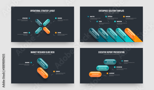 Visual Solution 4 5 2 3 Element Infographic Frame Template Bundle. Business Strategy Four Five Two Three Option Diagram Presentation Layout Vector Illustration Collection.