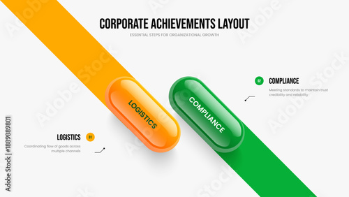 Market Forecast Two Element Infographic Frame Design. Advertising Strategy Slideshow Template Vector Illustration. Marketing Insight 2 Option Diagram Presentation Layout.