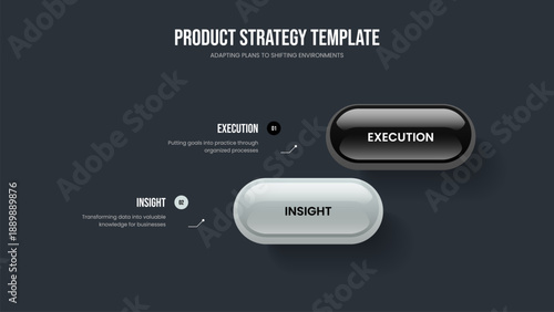 Visual Strategy 2 Step Infographic Presentation Layout. Business Review Slideshow Design Vector Illustration. Professional Introduction Two Element Diagram Frame Template.