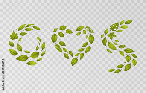 Floating fresh green leaves, realistic botanical foliage in the air, isolated background. Nature png elements for eco product design, packaging, advertising banners and promotional visuals.