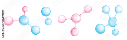 Pink cosmetic bubbles molecular skincare futuristic abstract illustration design vector