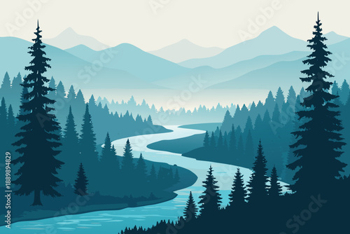 River Bend Through Pine Valley