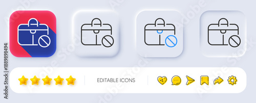 Jobless line icon. Neumorphic, Flat shadow, 3d buttons. Unemployment person sign. Jobs hire symbol. Line jobless icon. Social media icons. Vector