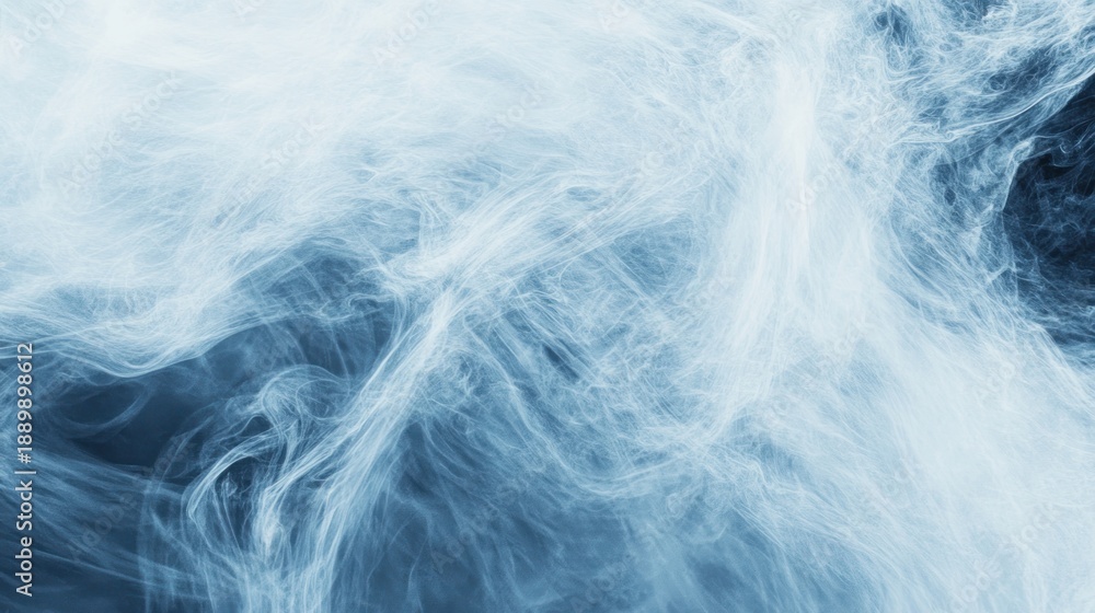 Fototapeta premium Abstract, ethereal swirls of white and pale blue create a dreamy, cloud-like texture and visual flow