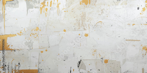 Abstract golden color background. Dynamic shapes composition.Vintage wide long backdrop use for design web banner with scratches and cracks. Old stained dark concrete, distressed texture.