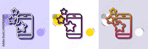 Best app line icon. Halftone dotted pattern. Gradient icon with grain shadow. Phone ratings sign. Ranking symbol. Line best app icon. Various designs. Vector