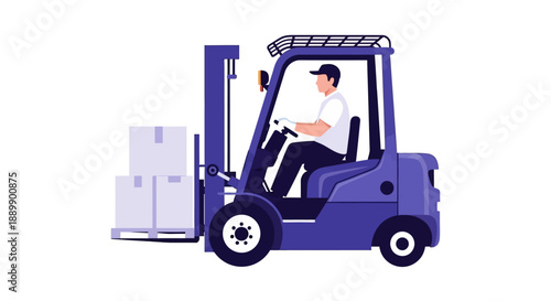 Warehouse worker operating a forklift to move packages efficiently in a storage facility