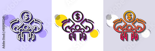 Sharing economy line icon. Halftone dotted pattern. Gradient icon with grain shadow. Business group sign. Share symbol. Line sharing economy icon. Various designs. Vector