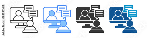 Virtual Meeting Icon Set Multiple Style Collection