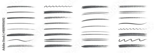 Hand-drawn brush stroke vector set, abstract ink paint textures and rough lines art elements on transparent background
