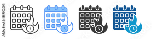 Deadline Icon Set Multiple Style Collection