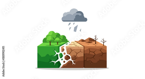 Climate Change Environmental Impact Illustration