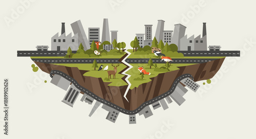 City Nature Divide Environmental Concept