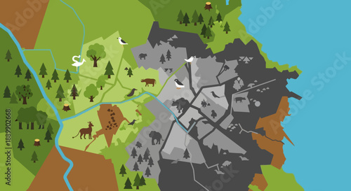 Environmental Conservation Map Illustration