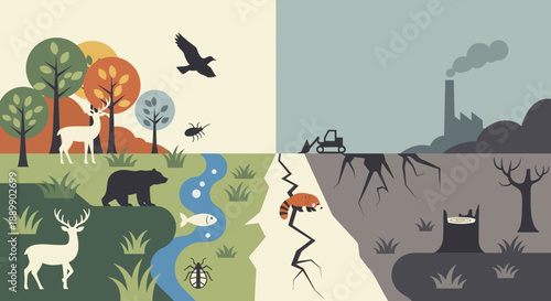 Environmental Impact Comparison Nature vs Pollution
