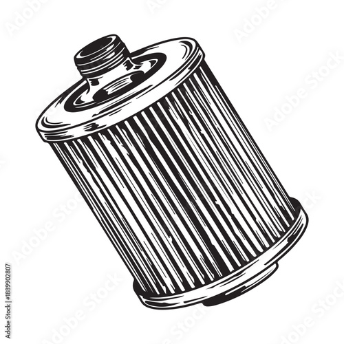 Engine oil filter black and white illustration