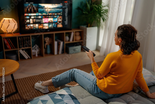 woman watching TV