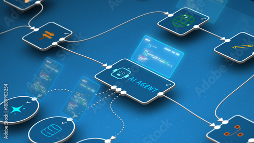 Φωτογραφία Closeup AI agent workflow with code input and automation process for machine lea