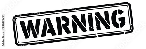 Black stamp displaying the word warning in bold capital letters