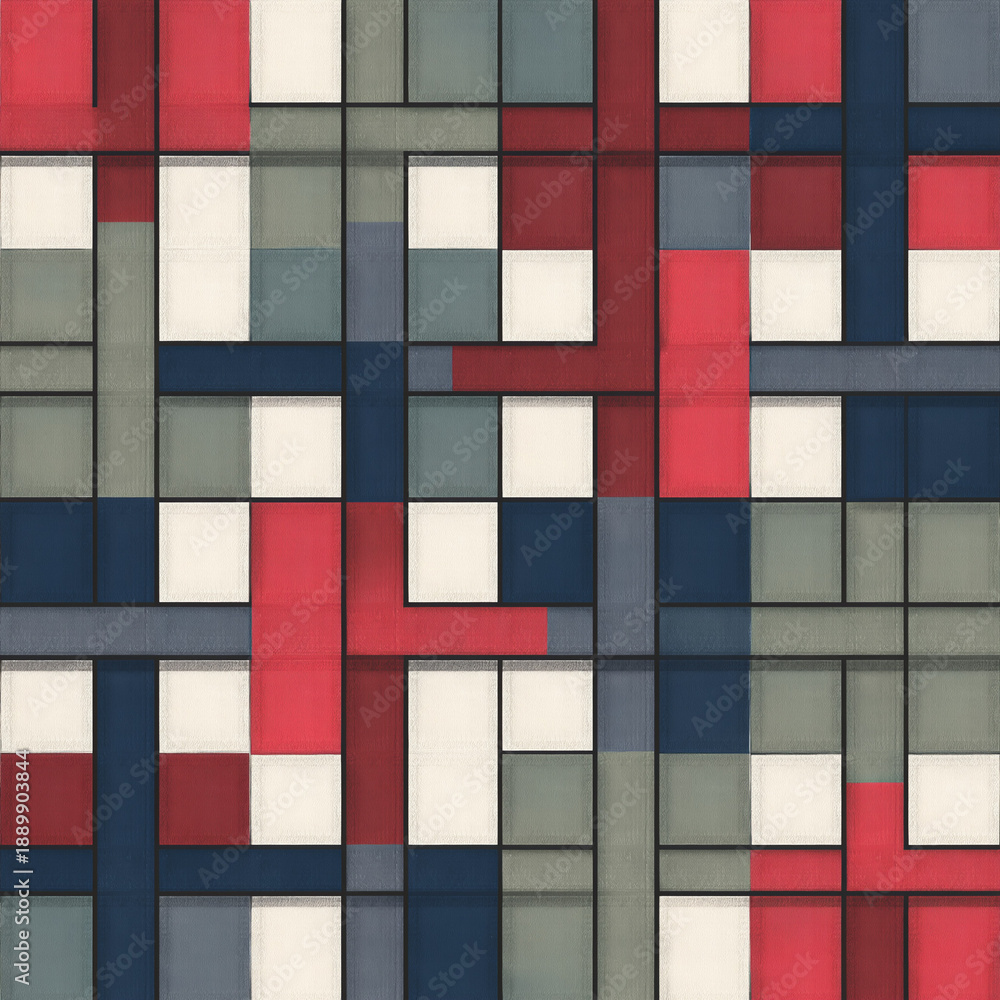 Fototapeta premium Seamless Korean Bojagi Inspired Geometric Patchwork Pattern