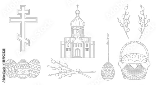 Easter religious symbols and decorations cross church