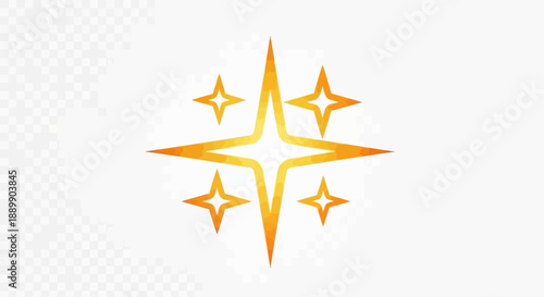 A radiant golden star design with shimmering accents on a clean white background
