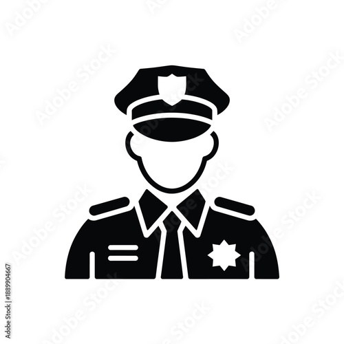 Simple black silhouette depicting a police officer s head and shoulders