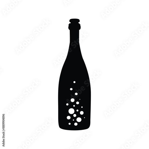 Elegant champagne bottle silhouette vector illustration, A sleek and stylish champagne bottle silhouette vector illustration, perfect for various design projects